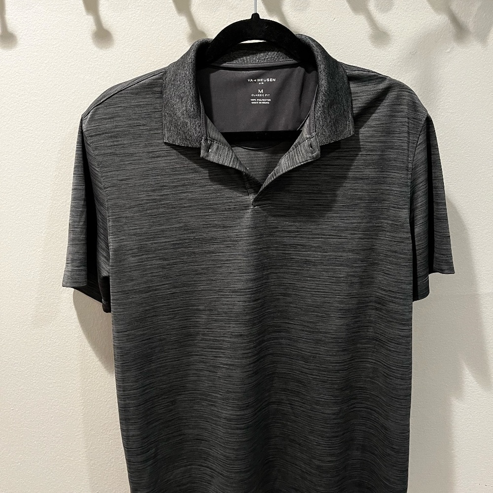Van Heiden. Size Medium. Classic Fit. Men's Polo. Gray.